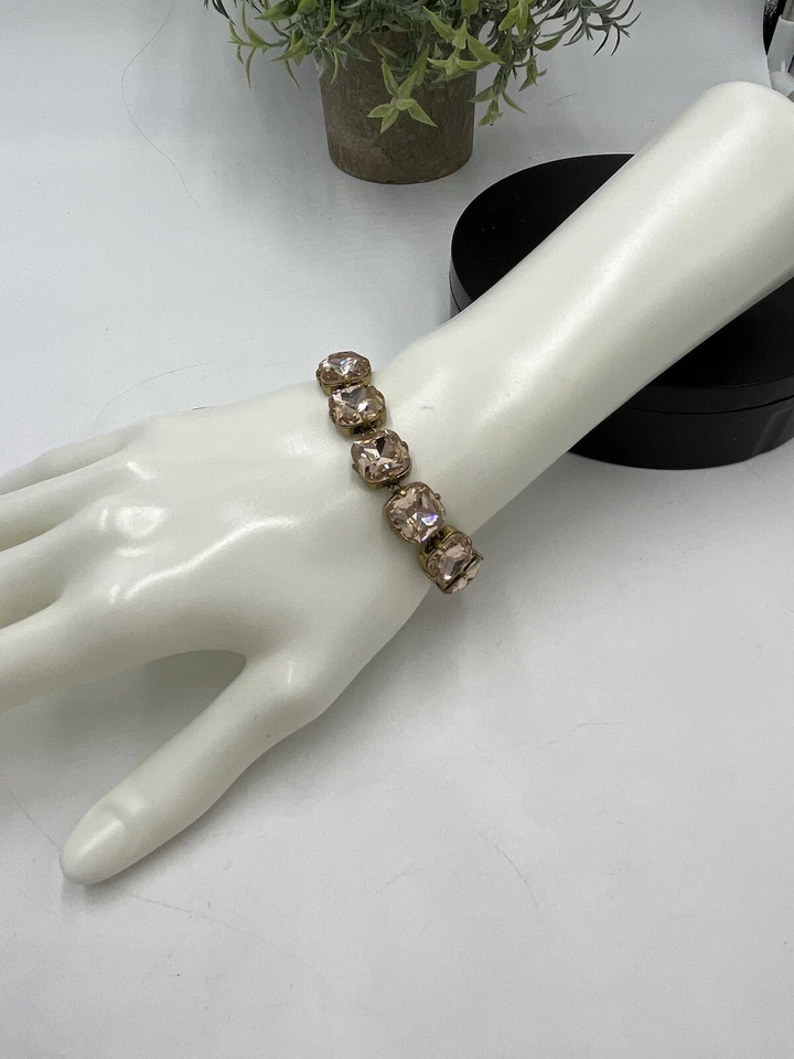 J. Brazalete Tenis Crew Latón y Bonito Estrás Melocotón Dorado Gone Foto 3 de 4