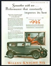 1928 Willys Knight Six Standard Six Coach Car art Won Prestige vintage print ad
