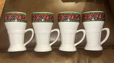 Vintage Coca Cola Drinking Glass Mug Mann Made Mugs Stained Glass White Handle 4