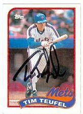 Tim Teufel autographed baseball card (New York Mets) 1989 Topps #9