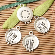 62pcs dark silver color dinner knife fork spoon design charms EF2818
