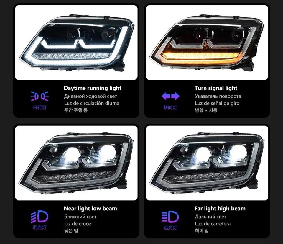 Für VW Amarok 2010-21 2 Stück LED Scheinwerfer DRL und Hinterlicht Bremslicht - Bild 4 von 4