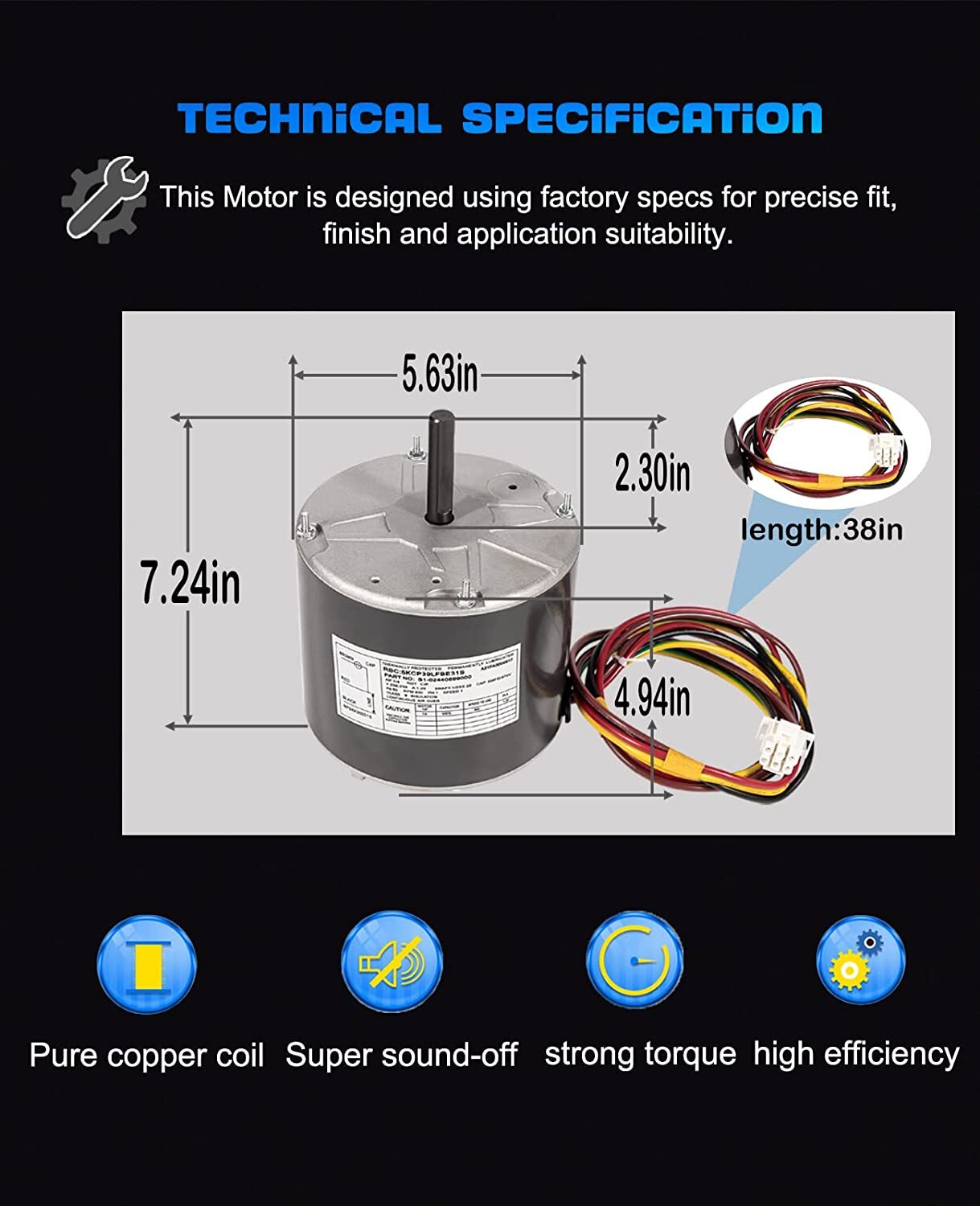 F48AA68A50 York Condenser Fan Motor1/4 HP 208230 Volt Replaces