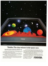 1986 Toshiba 30 Inch Television Space Race Vintage Print Advertisement