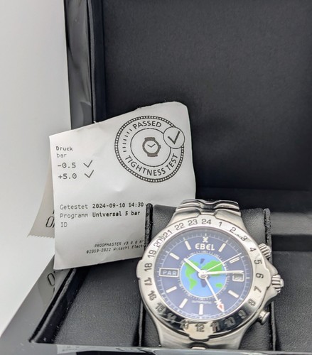 Ebel Sportwave Meridian Gmt Automatique Monde Timer Acier Inox Ø40 MM Montre #32 - Photo 5 sur 20