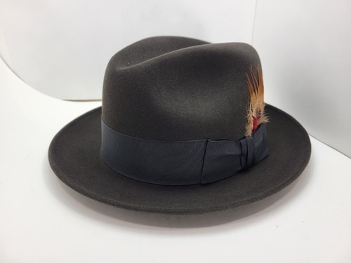 DOBBS DAYTON 2 GRAPHITE GRAY FUR FELT HAT FEDORA MADE IN USA - Picture 1 of 8