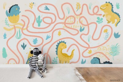 3D Maze Dinosaur Wallpaper Wall Mural Removable Self-adhesive Sticker227