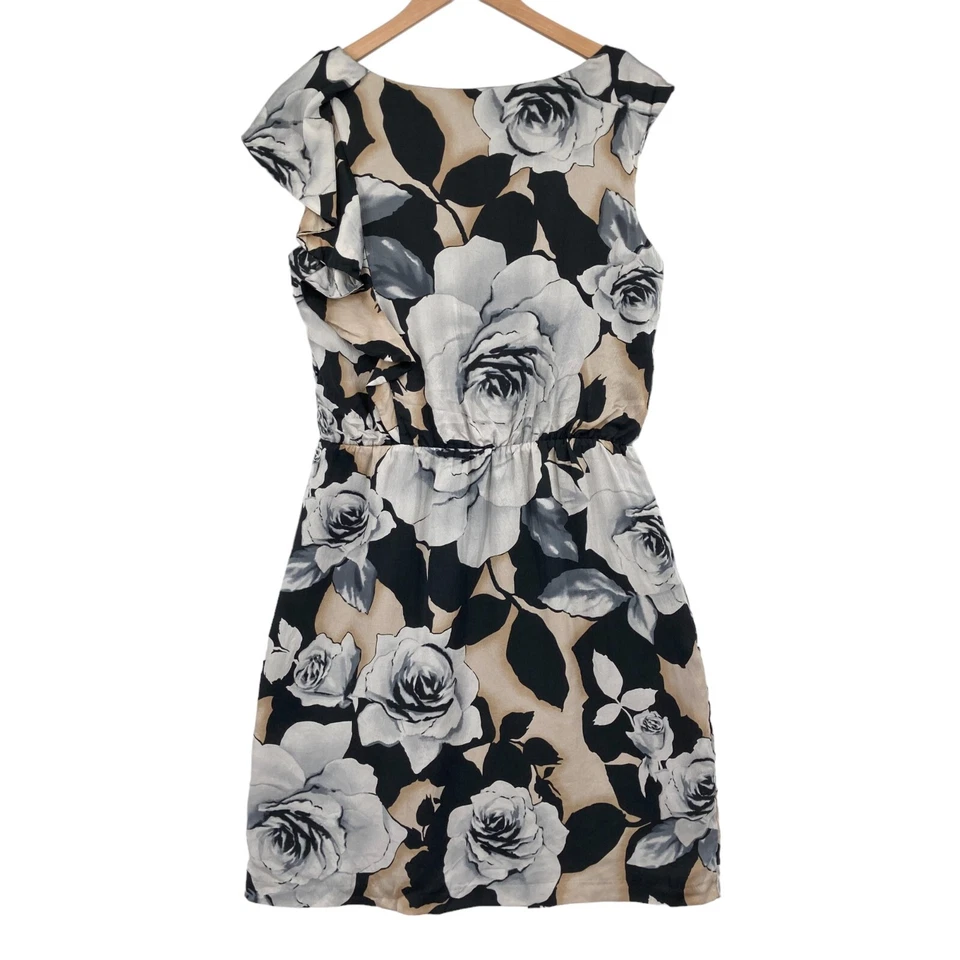 Vestido Vaina de Seda Martillada Mercado Negro Casa Blanca Para Mujer Talla 10 Negro Floral Foto 2 de 4