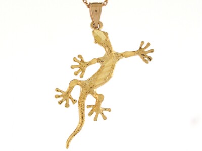10k or 14k Real Yellow 3.55cm Gold Gecko Lizard Desert Charm Pendant