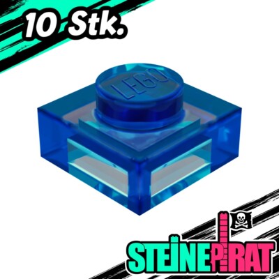 LEGO  10x 3024 -NEU- Platte 1x1 / Platten / Basic Transparent Dunkelblau 6252044