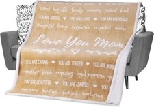 Mother  s Day Birthday Gift for Mom I Love You Mom Blanket Throw 60"  50" Sherpa