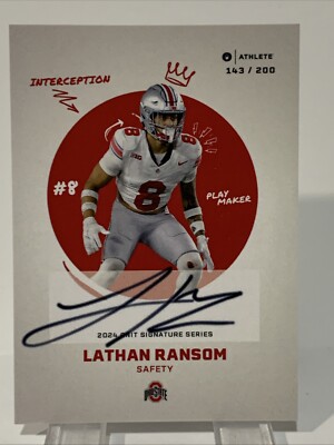 2024 Onit Athlete OSU - White Matte On-Card AUTO #S32 Lathan Ransom 143/200