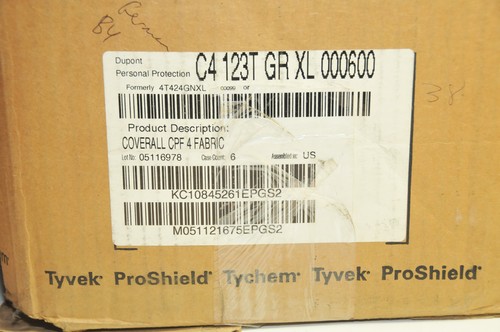 DuPont Tychem CPF 4 PPE Coveralls C4123TGRXL000600 Green X-Large Case of 6 NEW! - Picture 2 of 3