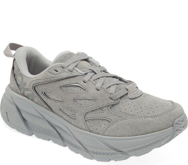 靴 HOKA ONE ONE CLIFTON L SUEDE LIMESTONE HOKA ONE ONE Women's Clifton L Suede Sneakers Limestone Grey Size
