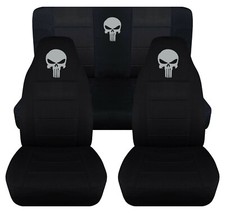 Frontrear Car Seat Covers Blk Wsilver Punisher Skull Fits Wrangler Yj Tj Lj Frontrear Car Seat Covers Blk Wsilver Punisher Skull Fits Wrangler Yj Tj Lj