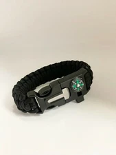 Paracord Outdoor/Hiking Survival Bracelet With Compass Snap Clasp Unisex 7.5"