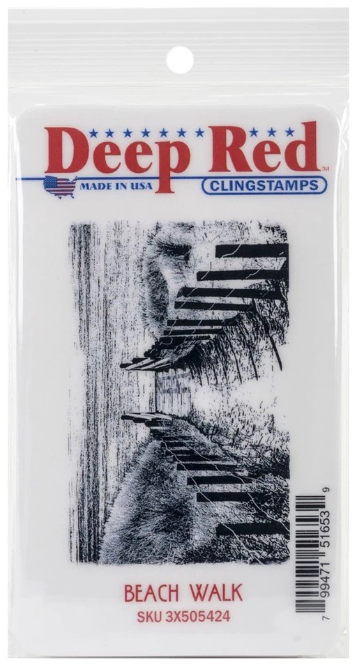 Резиновый зажимной штамп темно-красного цвета для пляжной прогулки - Изображение 2 из 3