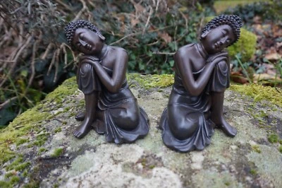 BUD123   2 BOUDDHAS  FIGURINE STATUETTE  MOINE BOUDDHISTE TIBETAIN BOUDDHISME - Photo 1/4