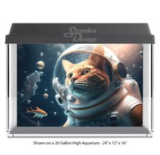 Cat Astronaut Swimming Polyester Fish Tank Glass Backdrop Aquarium Background