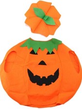 Pumpkin Costume Halloween Adult Kid Outfit Clothes with Pumpkin Handbag