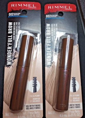 (2 Pack) Rimmel Wonder' Full Brow Brow Mascara #002 Medium Brown Waterproof