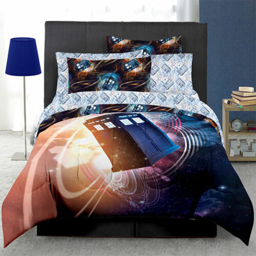 BBC's Doctor Who QUEEN Size Complete 7 Piece Dr. Who TARDIS Bed Set Comforter - Afbeelding 1 van 1