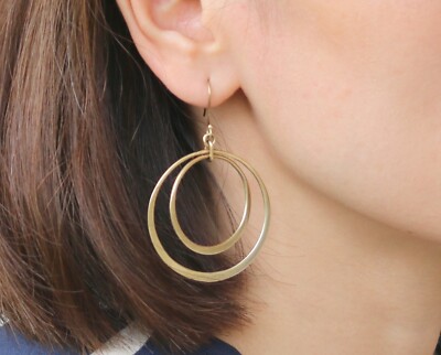 Banana Republic 925 Sterling Silver Flat Nesting Double Dangle Hoop Earrings