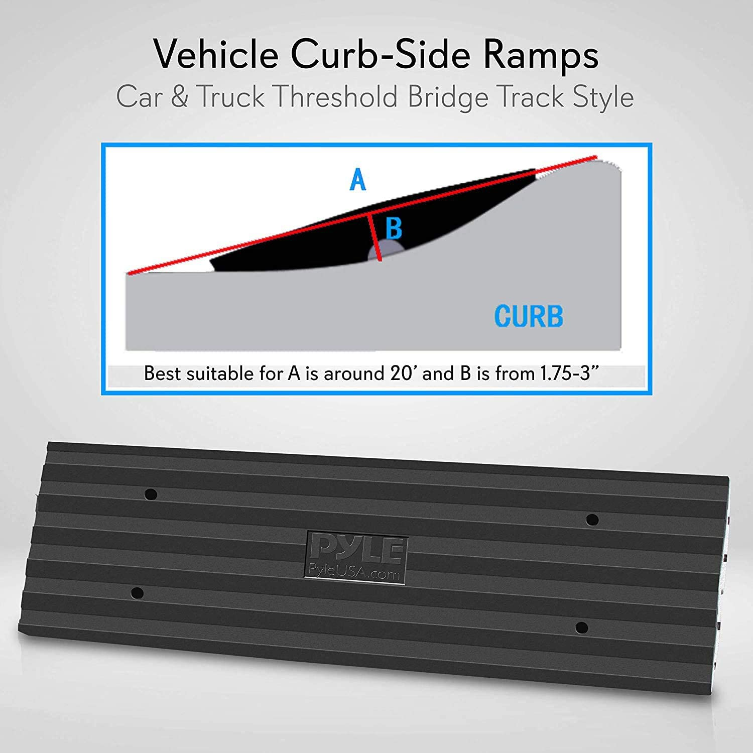 Pyle Car Driveway Curb Ramp Heavy Duty Rubber Threshold Ramp Also