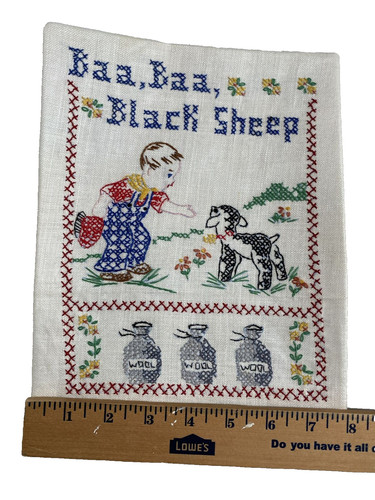 2 Vintage Handmade Cross Stitch Baa,baa, Black Sheep & Bo Peep 8” X 10” - Picture 5 of 7