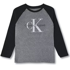NWT Calvin Klein Little Boy's Logo Print Long Sleeves Cotton T-shirt Size:5, 6