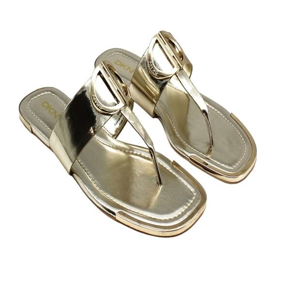DKNY Womens HALCOTT Gold Thong Slide Sandals Size US6, EU36 eBay