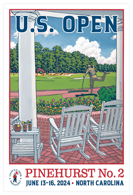Lee Wybranski Limited Edition 2024 US Open Golf Poster Pinehurst