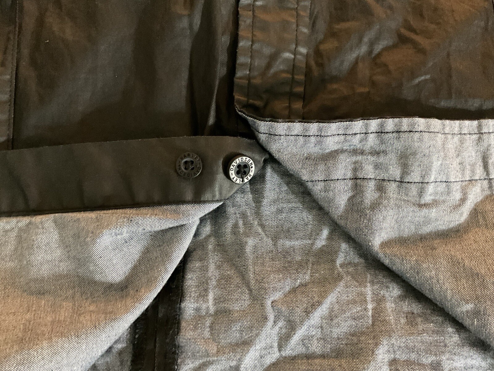 Harley Davidson Solid Black Shirt Jacket Mens But… - image 11