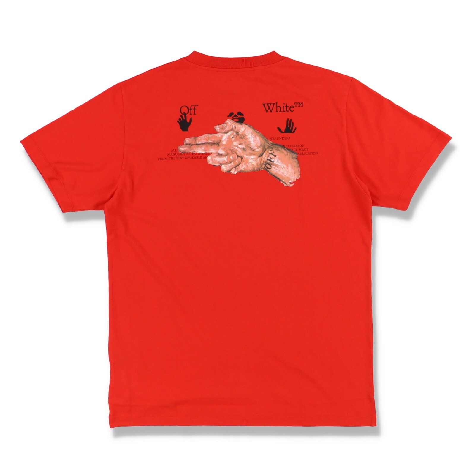 Off-White Red Pascal Hand Gun Logo T-Shirt | Size M Regular fit SS21 RRP $330