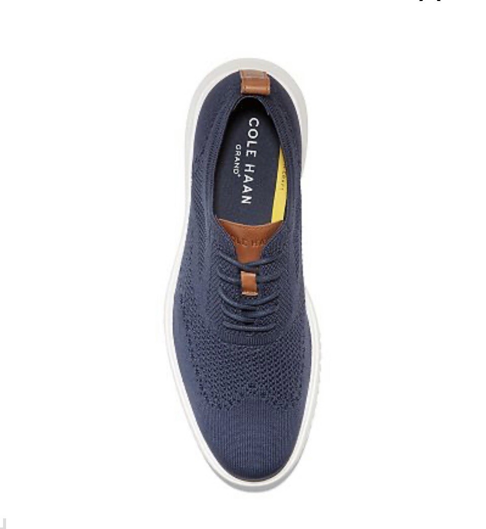 Cole Haan Grand stretch knit wing tip oxford shoes navy blue