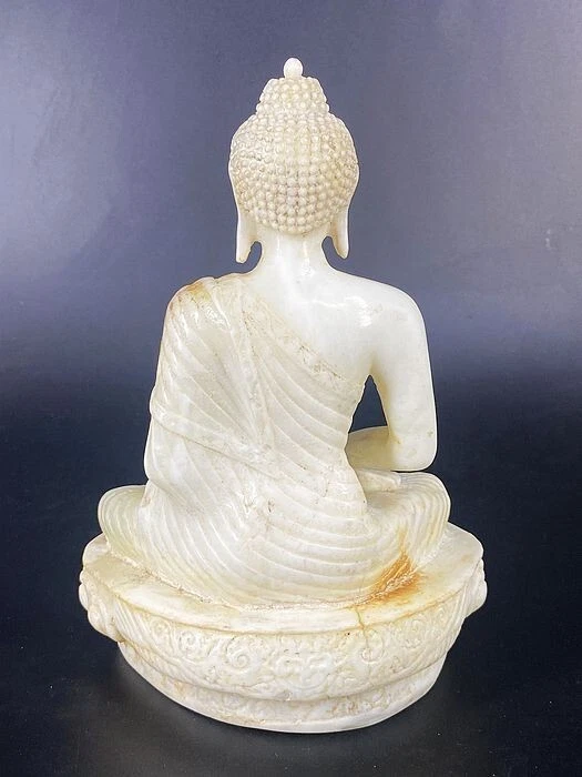 Colecciona Antigua Estatua de Buda Shakyamuni Amitabha Amitabha de Jade Blanco Chino Variante Foto 4 de 4