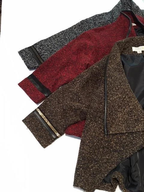 Lote Três 3 Jaquetas de Tweed Metálicas American Glamour Badgley Mischka 1X Plus Size - Imagem 2 de 4