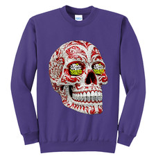 NEW Art Society DIAMOND SUGAR SKULL PURPLE Crew Sweater SM-4XLARGE MADE IN USA