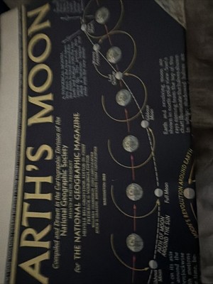 Vintage Feb 1969 National Geographic Moon Map Apollo 11 Era 1st Edition Dual
