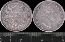 India: 1835 One Rupee King William IV East India Company silver Calcutta mint