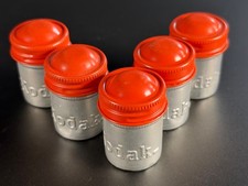 Lot of 5 vintage Kodak Red and Silver 35mm metal film Canisters