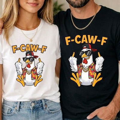 F-CAW-F Huhn Unisex T-Shirt lustig sarkastisch unhöflich Küken Mittelfinger Tee Weihnachten