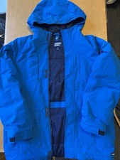 Lands End Kids Jacket L 14-16 Blue Hooded Winter Coat Insulated Full Zip