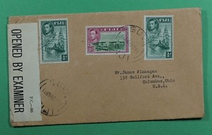 DR WHO 1943 FIJI SUVA TO USA WWII CENSORED +LETTER CORRESPONDENCE CLUB R87462