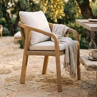 GartenstüHle 2Er Set Aus Massivem Akazienholz Mit Ropegeflecht Und Kissen Natur