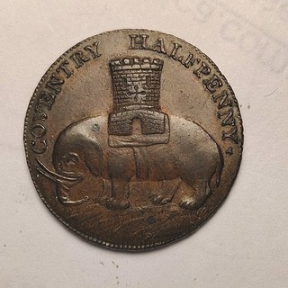 1792 Lady Godiva Elephant Colonial Halfpenny Let/Edge Trade Token no Reserve