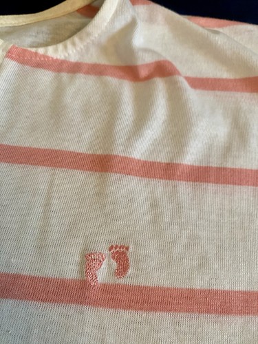 Vintage Hang Ten Crop Top Boxy Henley T-Shirt Pink Stripe Womens L Beach Surf - Picture 11 of 13