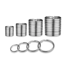 40 Pack Silver Key Ring Keychain Assorted in 4 Size Metal Round Split Key Chains