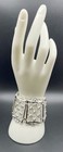 Vintage Rhodium Plated Hearts & Flowers Filigree Wide Link Bracelet 7.25” — photo 2