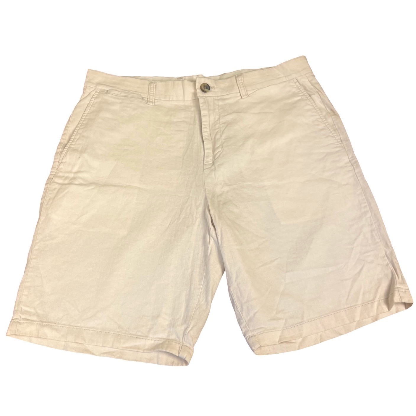 Old Navy Ultimate Slim Chino Shorts Mens 34 Off White Beige Flat Front Cotton